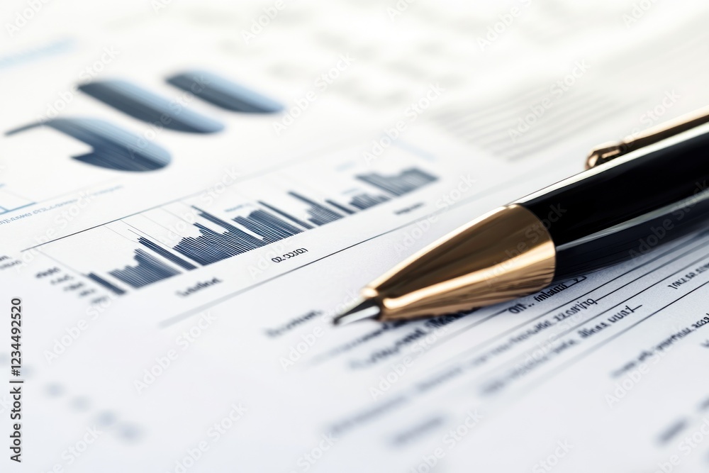 Financial analysis pen charts graphs report Financial analysis pen charts graphs report