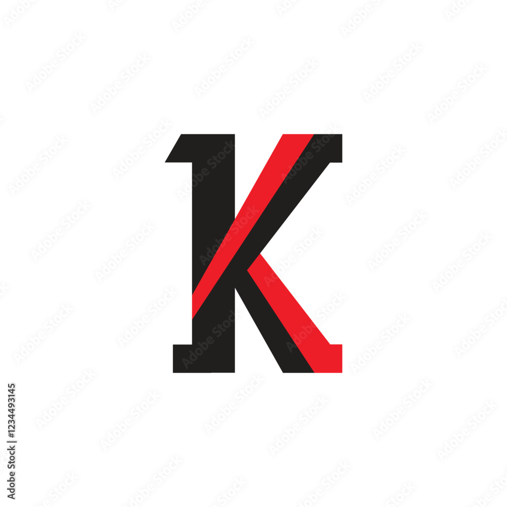 Modern Abstract Letter K Design with Bold Red and Black Colors Modern Abstract Letter K Design with Bold Red and Black Colors
