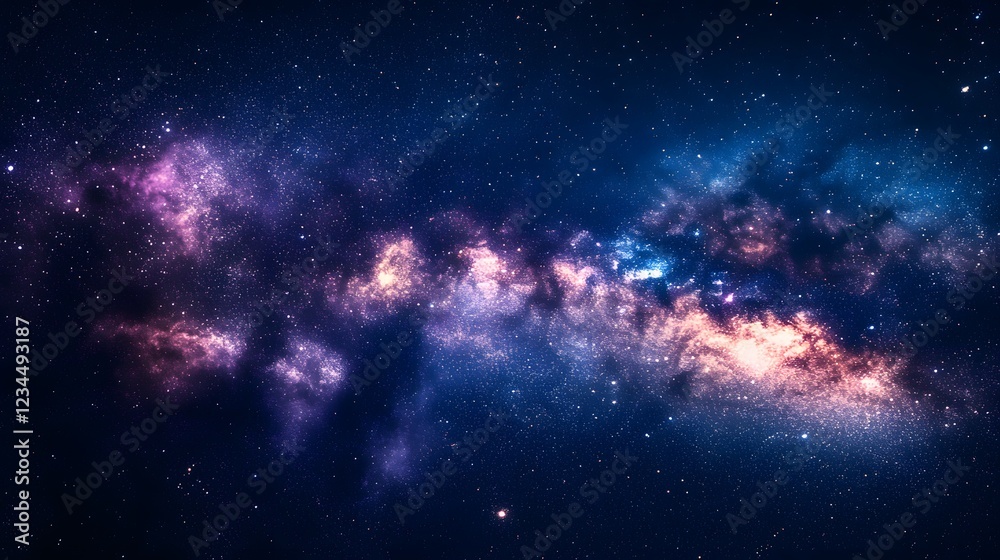 Fototapeta premium Stunning Deep Space Galaxy Background with Glowing Nebula and Stars in the Cosmos