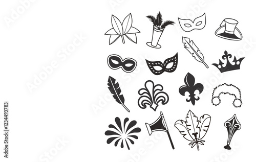 Get into the festive spirit of Mardi Gras with vibrant vector icons, masks, beads, and more! Perfect for party planners, designers, and carnival enthusiasts.