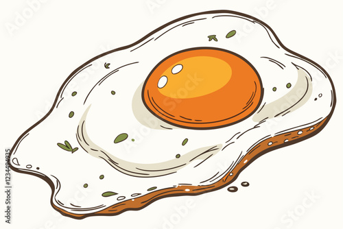 Sunny-side up egg, vibrant orange yolk, crispy edges, white background, macro photography, high contrast, glossy texture, food photography, appetizing, realistic detail, soft lighting, culinary art