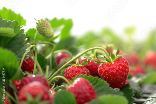 Fresh organic strawberry farming fruit plant food. photo