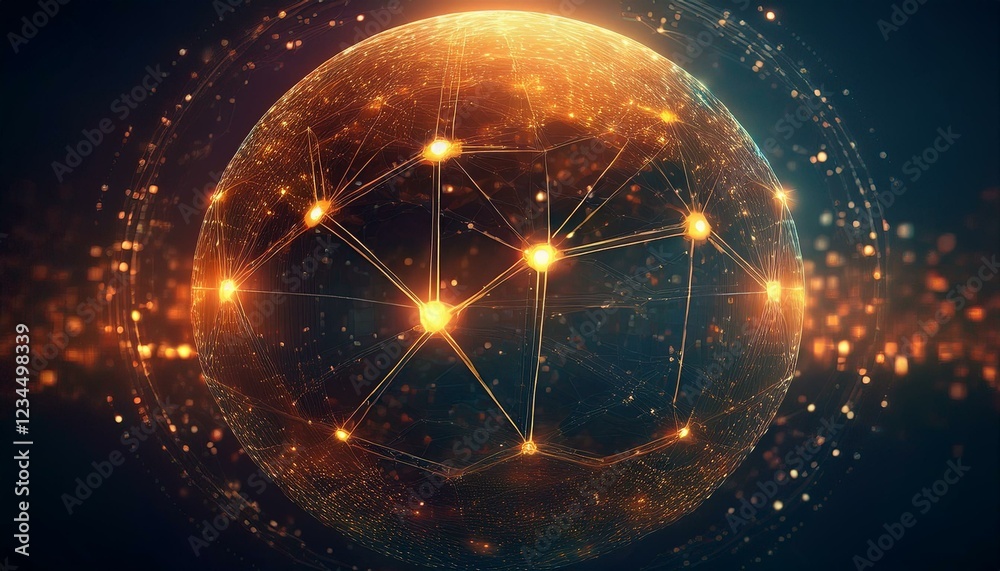 Obraz premium futuristic sphere made of dots connection circle worldwide communication, digital global internet connectivity concept