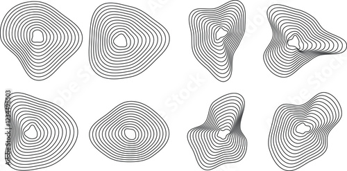 Abstract terrain lines. Organic contour shapes. Vector outline illustration pack