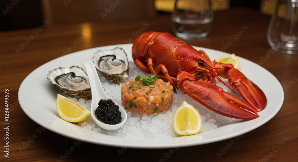 Lobster Platter with Oysters Salmon Tartare and Caviar Lobster Platter with Oysters Salmon Tartare and Caviar