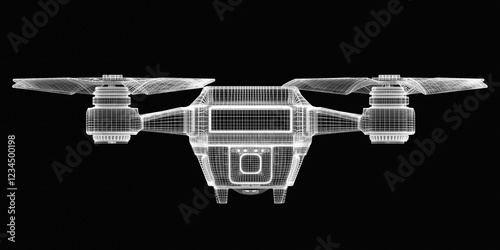  drone 3d model Isolated on black background