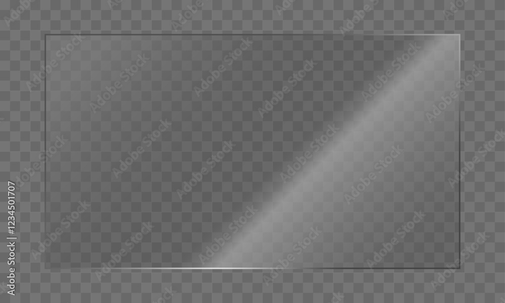 Glossy, reflective 16:9 vector background for glass, plastic, or acrylic window designs.  The texture replicates a mirror's surface with shine, light reflections, and a clear, undistorted view.