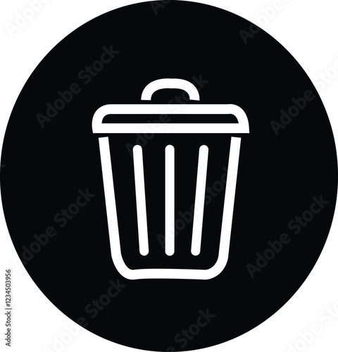Simple black bin icon. Stroke pictogram. Premium quality symbol. sign for mobile app and web sites.