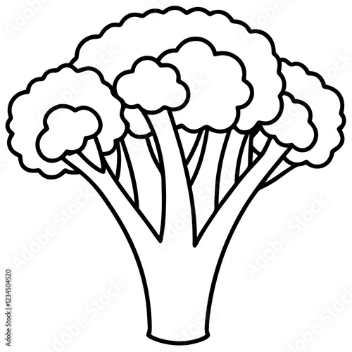 Broccolini in One Stroke Vector Art Illustration