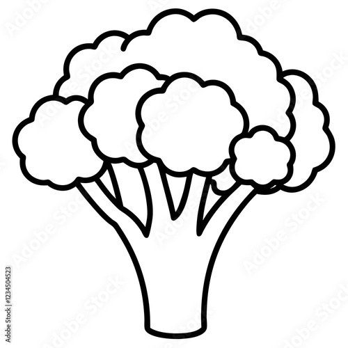 Broccolini in One Stroke Vector Art Illustration