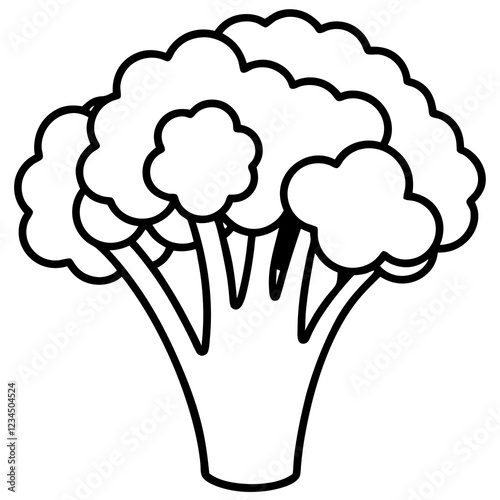Broccolini in One Stroke Vector Art Illustration
