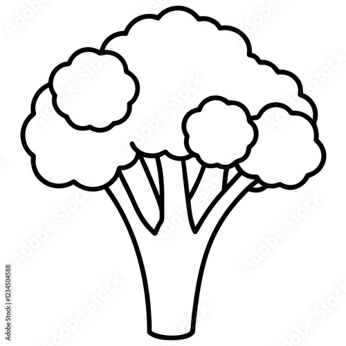 Broccolini in One Stroke Vector Art Illustration