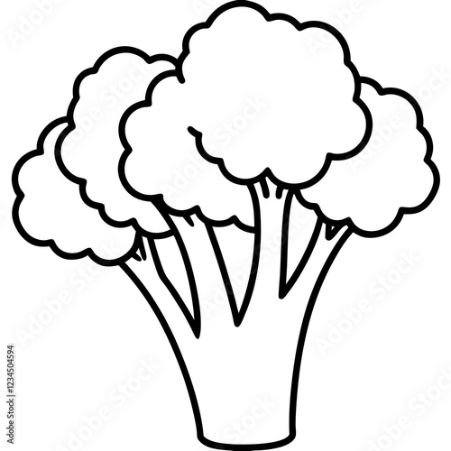 Broccolini in One Stroke Vector Art Illustration