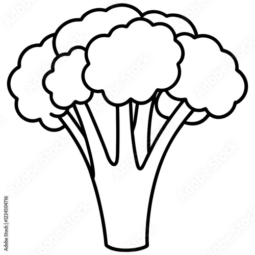 Broccolini in One Stroke Vector Art Illustration