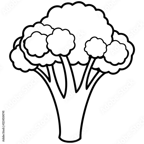 Broccolini in One Stroke Vector Art Illustration