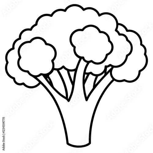 Broccolini in One Stroke Vector Art Illustration