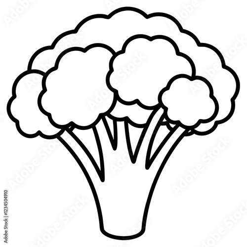Broccolini in One Stroke Vector Art Illustration
