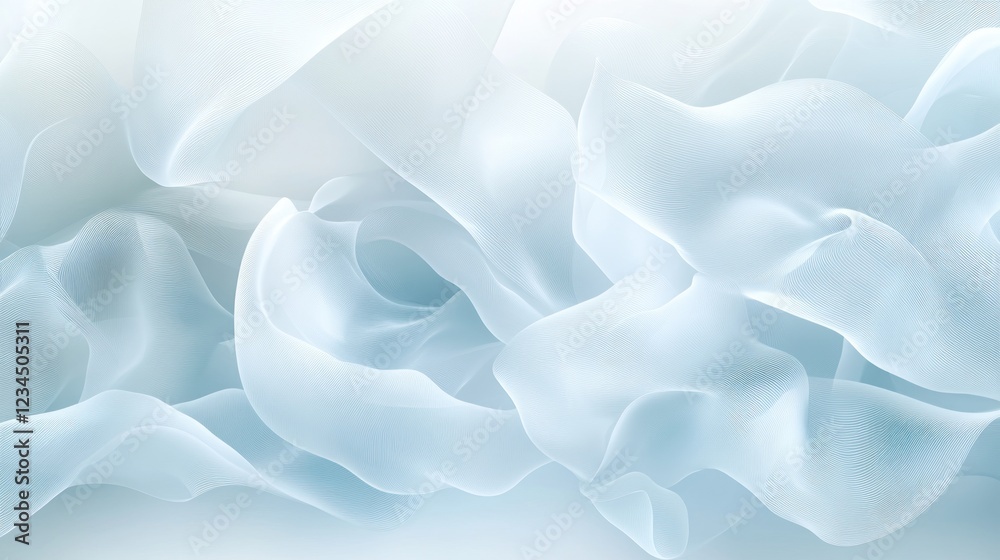 Obraz premium Draped light-blue fabric, flowing, studio background, website design