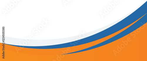 Orange and blue geometric business banner design. Creative banner design with wave shapes and lines for template. Simple design on white horizontal banner