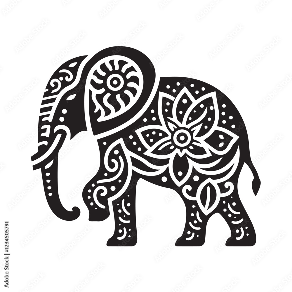 Fototapeta premium Black and White Elephant Silhouette Design