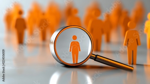 Wallpaper Mural Target Audience Focus: A magnifying glass focuses on a single figure in a sea of blurred figures, symbolizing the importance of finding and understanding your ideal customer. Torontodigital.ca