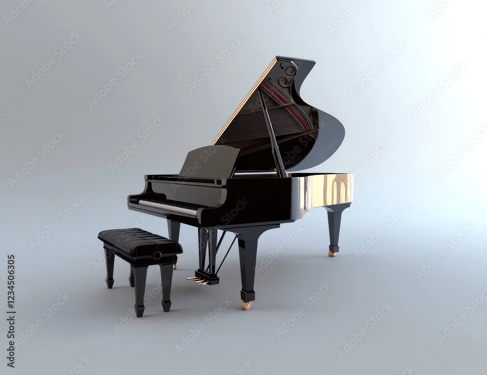 Black grand piano studio shot, lid open, music, elegant, background, website Black grand piano studio shot, lid open, music, elegant, background, website