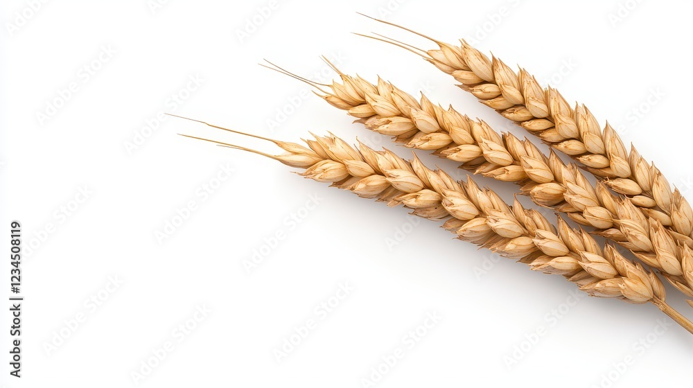 Golden Wheat Stalks on White Background Golden Wheat Stalks on White Background