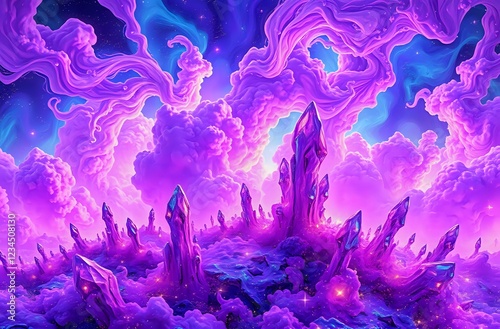 Dreamscape Odyssey: Surreal Purple Pink Landscape