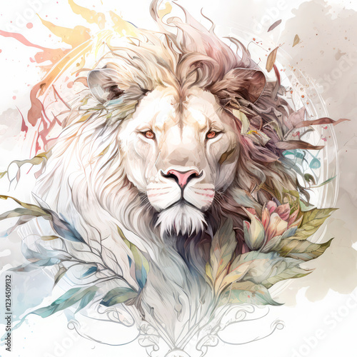 Lion Portrait Animal Painting Wildlife Outdoors Adventure photo