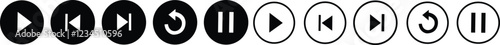Play, pause, replay, previous, and next track icon vector. Elements for video streaming app