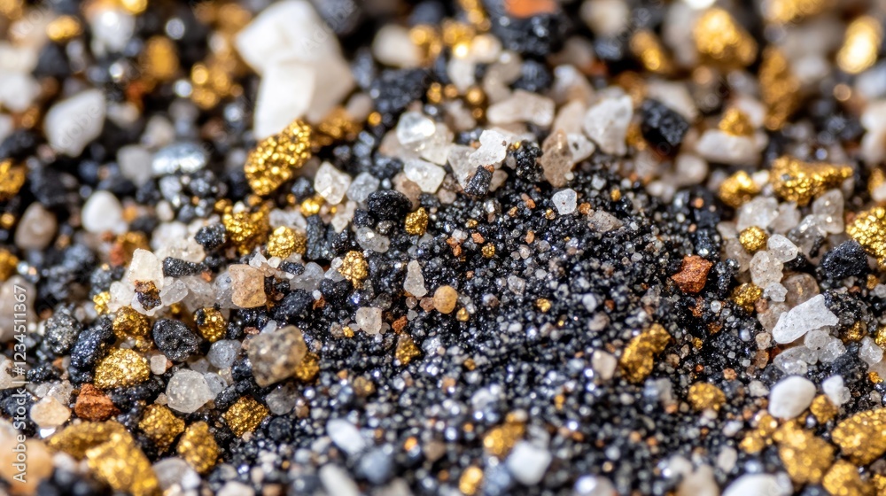 Gold, minerals, sand, closeup, texture, mining, background, geology, science, research Gold, minerals, sand, closeup, texture, mining, background, geology, science, research