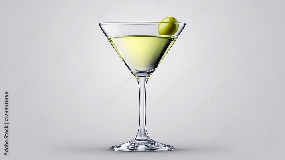 Classic Martini Cocktail with Green Olive Garnish Classic Martini Cocktail with Green Olive Garnish