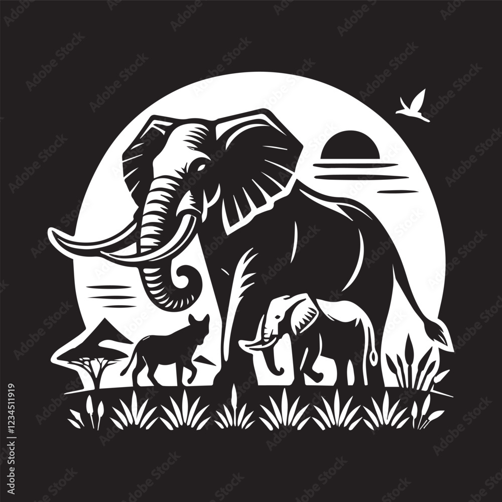 Fototapeta premium Elephant Head Silhouette vector