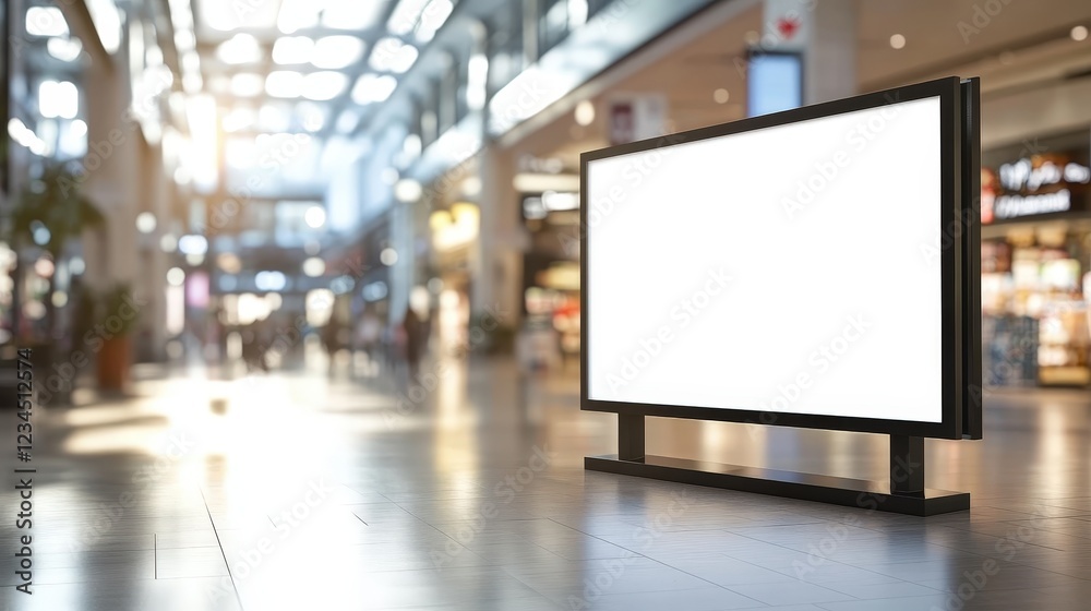 Empty Billboard Display in Modern Shopping Mall With No Shoppers Present, Ideal for Advertising and Marketing Purposes in Retail Environments Empty Billboard Display in Modern Shopping Mall With No Shoppers Present, Ideal for Advertising and Marketing Purposes in Retail Environments