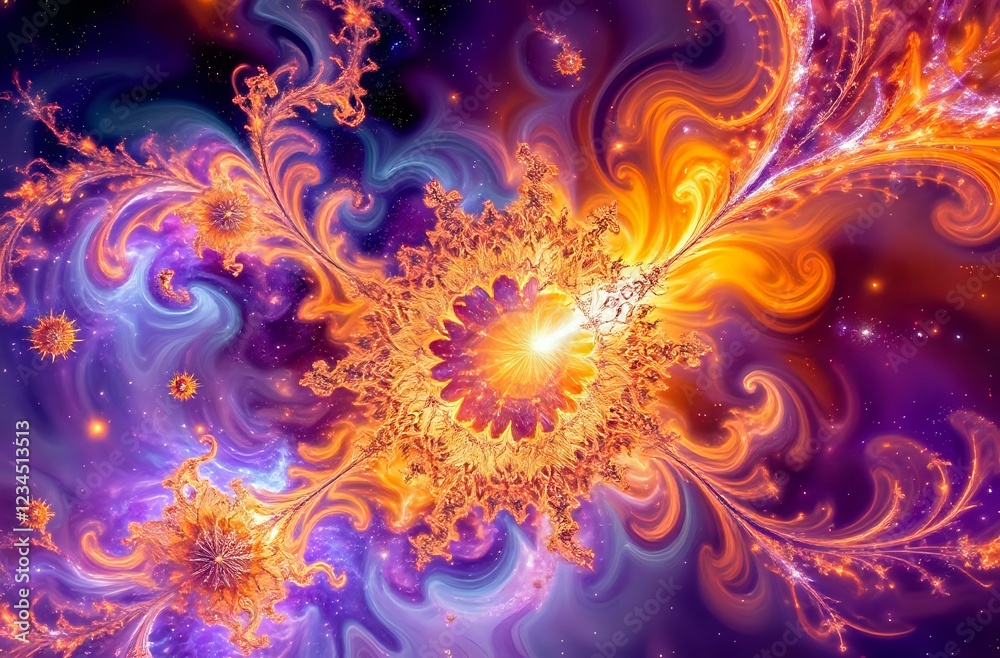 Cosmic Bloom: Vibrant Galaxy Scene with Golden Sunflower Cosmic Bloom: Vibrant Galaxy Scene with Golden Sunflower