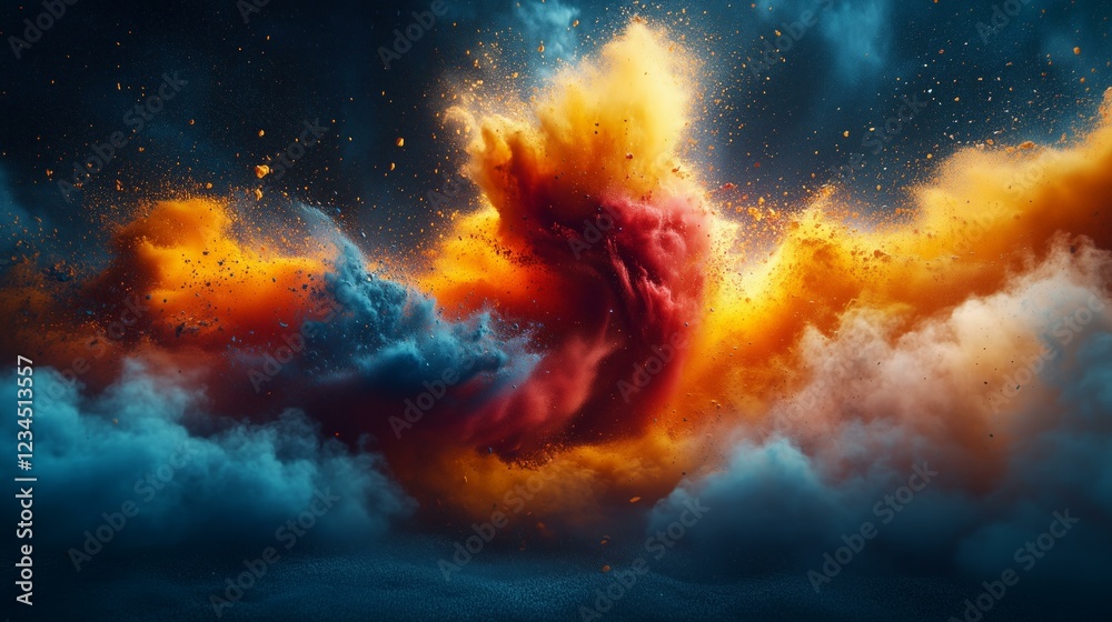 Fototapeta premium Vivid turbulence of colorful dust clouds in cosmic space