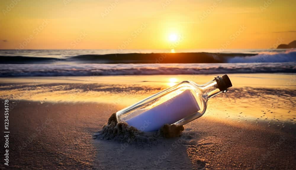 Message in a bottle at the beach