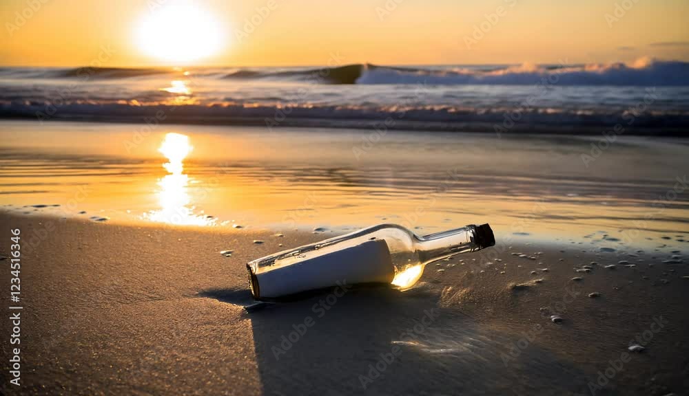 Message in a bottle at the beach