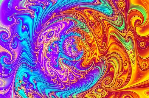 Vibrant Fractal Spiral: Abstract Art Featuring Julia Sets photo