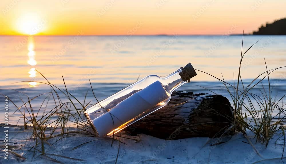 Message in a bottle at the beach