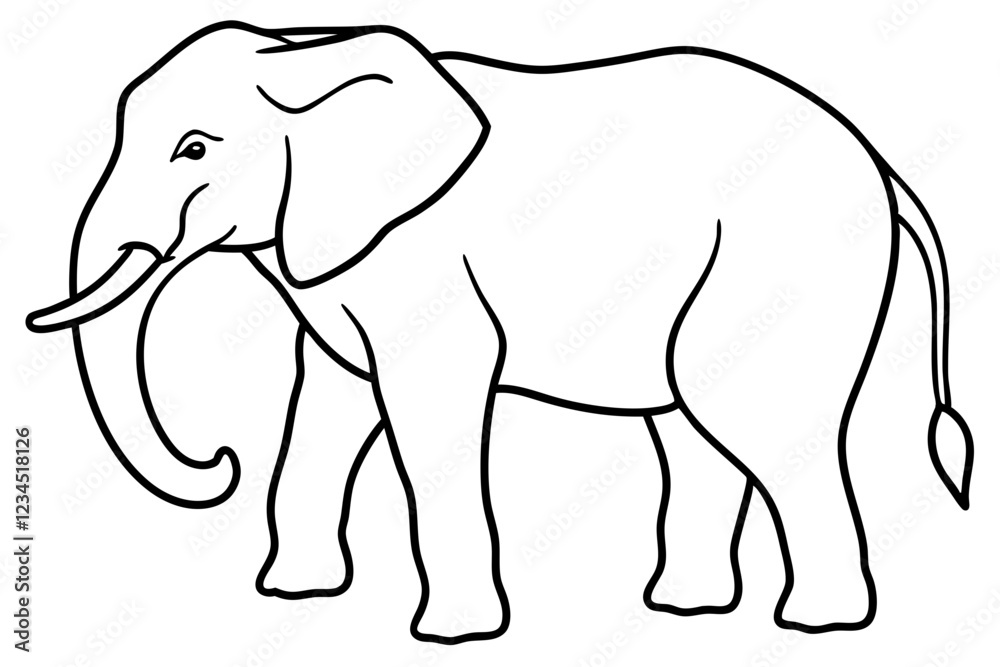 Elegant Elephant One-Line Drawing Vector Elegant Elephant One-Line Drawing Vector