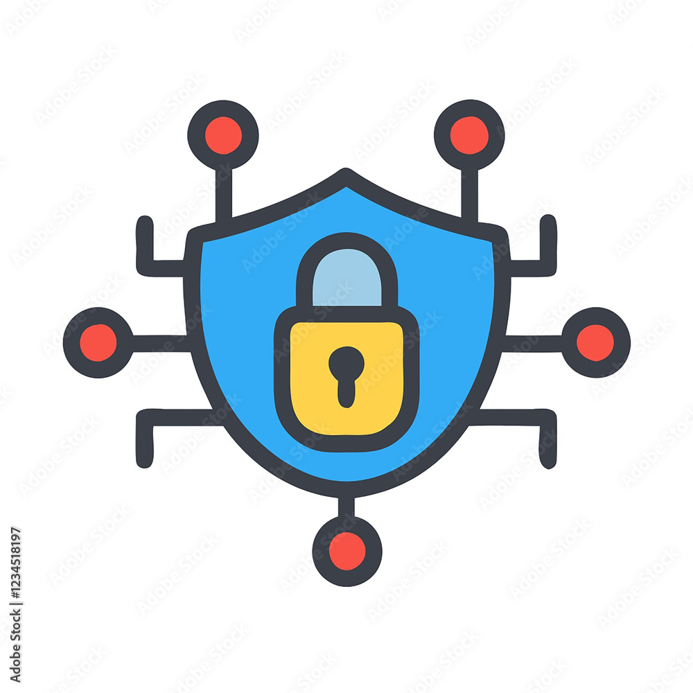 Cybersecurity Icon Illustration for IT Infrastructure and Safe Digital Environments Cybersecurity Icon Illustration for IT Infrastructure and Safe Digital Environments