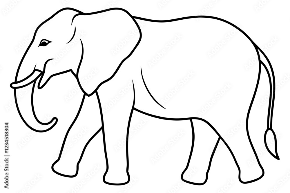 Elegant Elephant One-Line Drawing Vector Elegant Elephant One-Line Drawing Vector