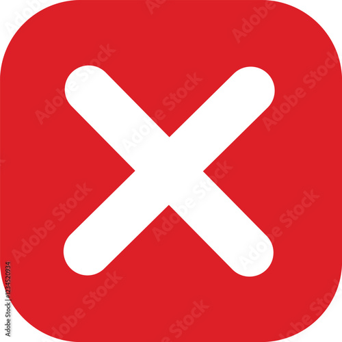 flat Red cross sign icon. Wrong mark. Red cross X symbol. Red grunge X icon. Cross brush sign isolated on white background.