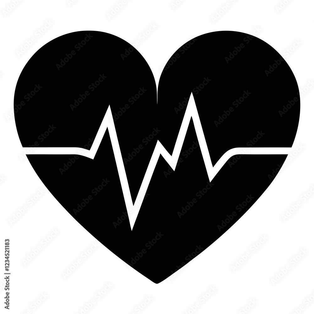 Elegant Heartbeat Silhouette in Black Vector Elegant Heartbeat Silhouette in Black Vector