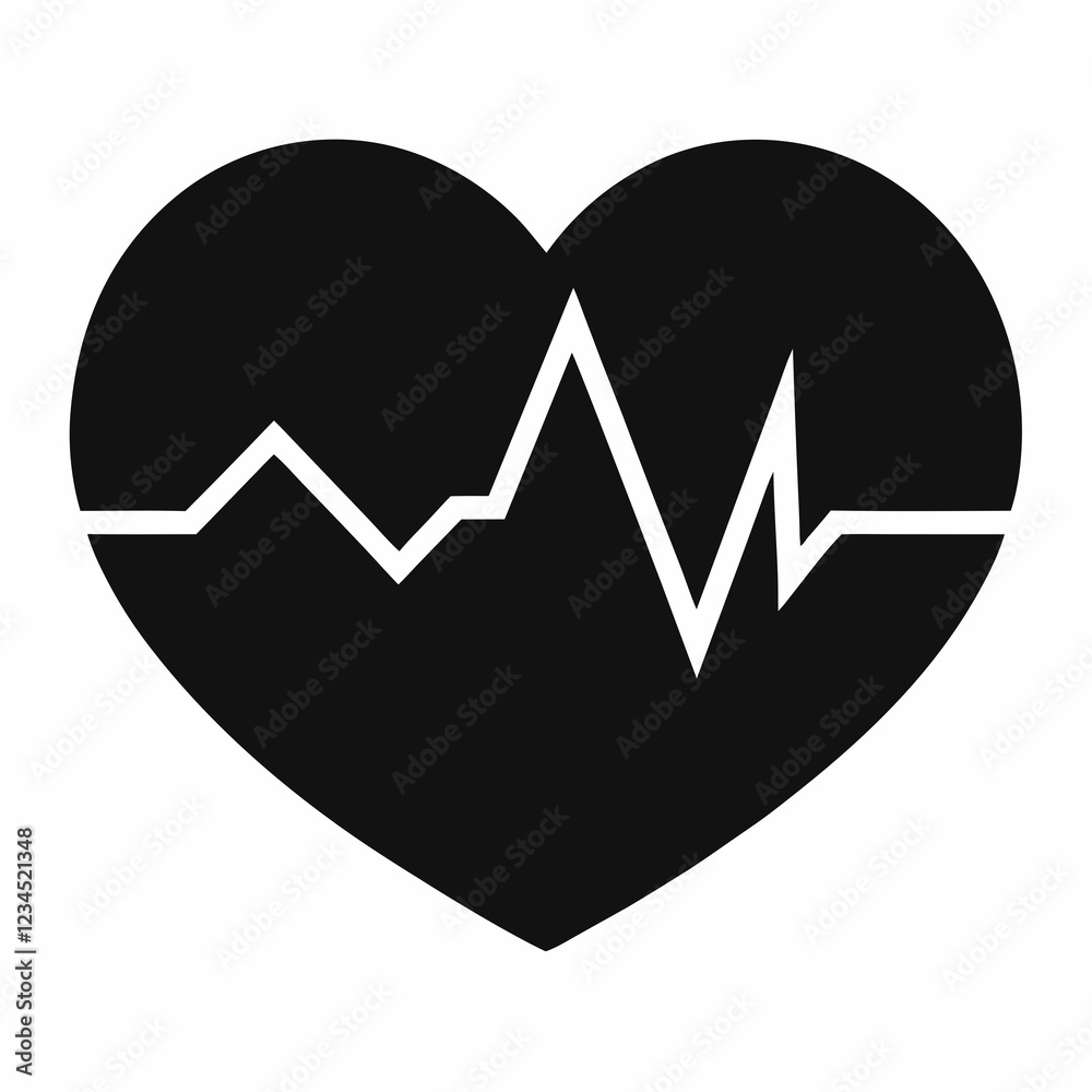 Elegant Heartbeat Silhouette in Black Vector Elegant Heartbeat Silhouette in Black Vector