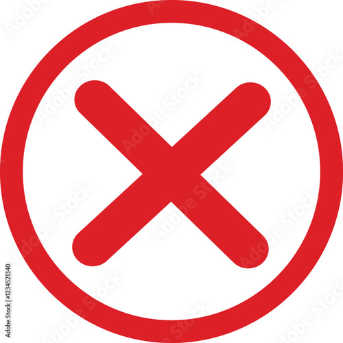 line Red cross sign icon. Wrong mark. Red cross X symbol. Red grunge X icon. Cross brush sign 