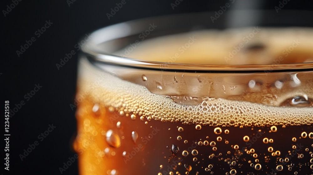 Close-Up of Condensation Rings on Black Table with Copy Space, Refreshing Cold Brew Glass, Macro View Close-Up of Condensation Rings on Black Table with Copy Space, Refreshing Cold Brew Glass, Macro View