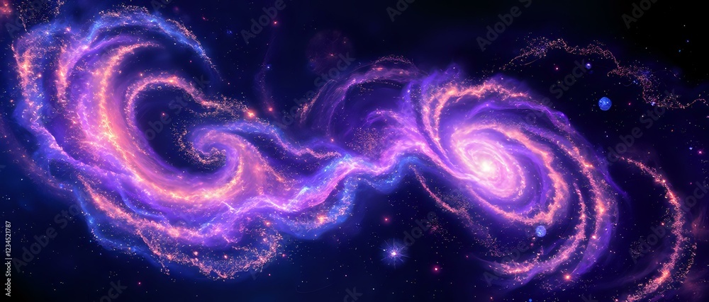 Cosmic Dance: Swirling Galaxy Clusters in Deep Space