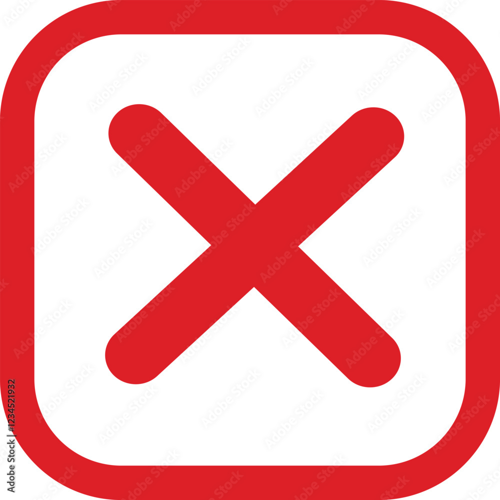 Fototapeta premium line Red cross sign icon. Wrong mark. Red cross X symbol. Red grunge X icon. Cross brush sign 